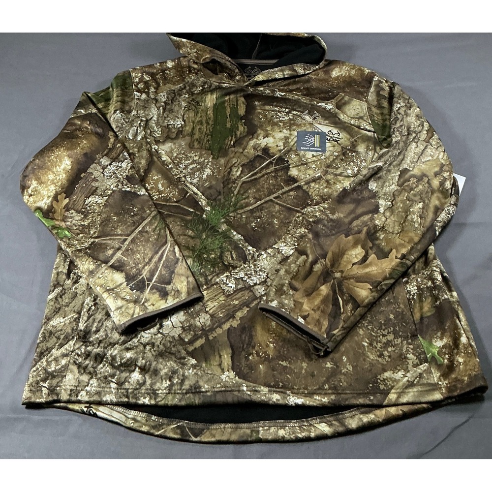 Realtree Mens Performance Hoodie Camo XL Scent Control Drop Tail New Tag